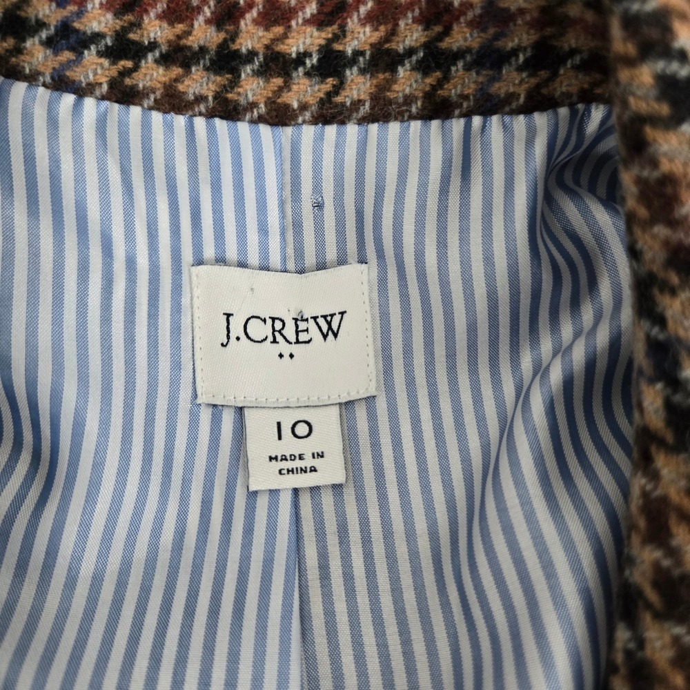 J.Crew Schoolboy Brown Houndstooth Wool Blend Blazer BA906 Size 10 - Picture 8 of 8